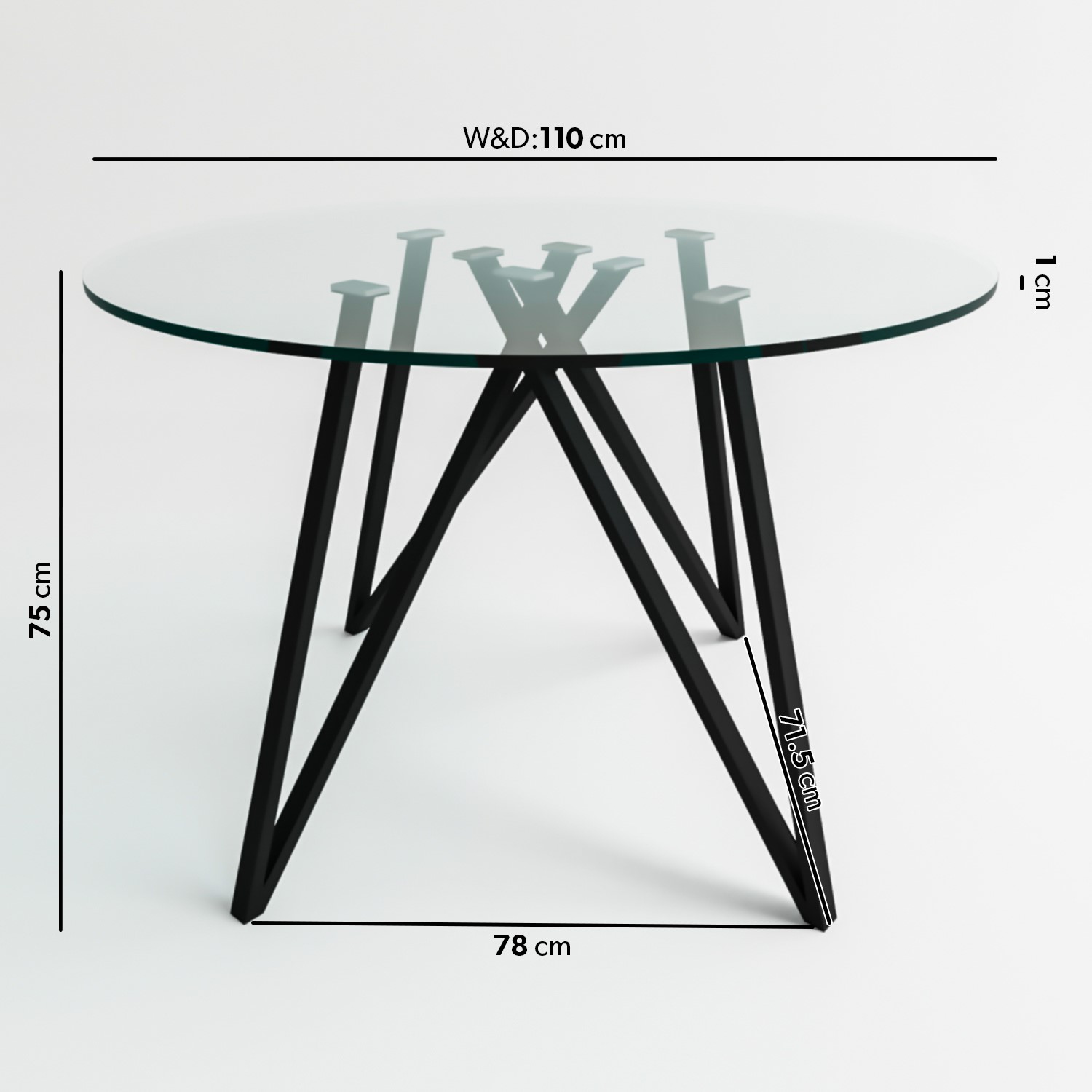 Read more about Round glass dining table with black legs seats 4 dax